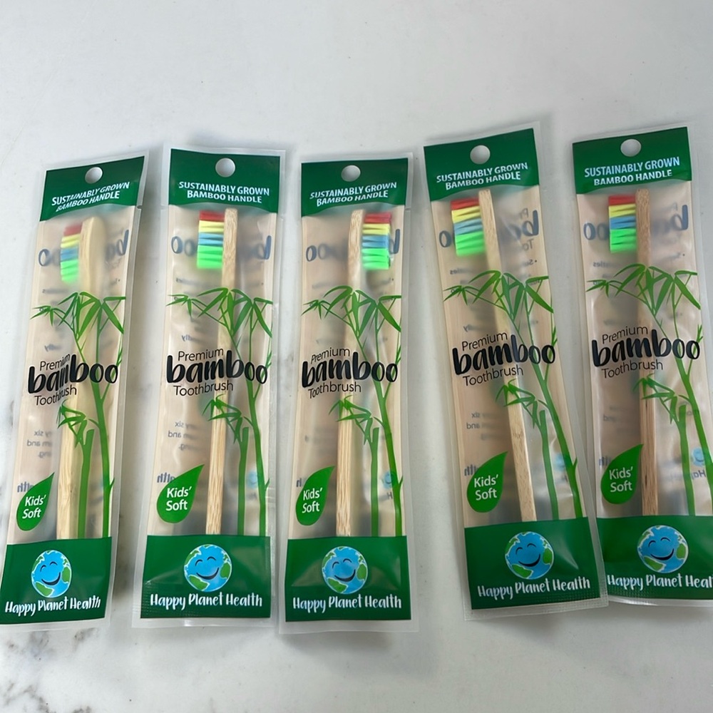 Kids bamboo toothbrushes 5 count individually packed NWT